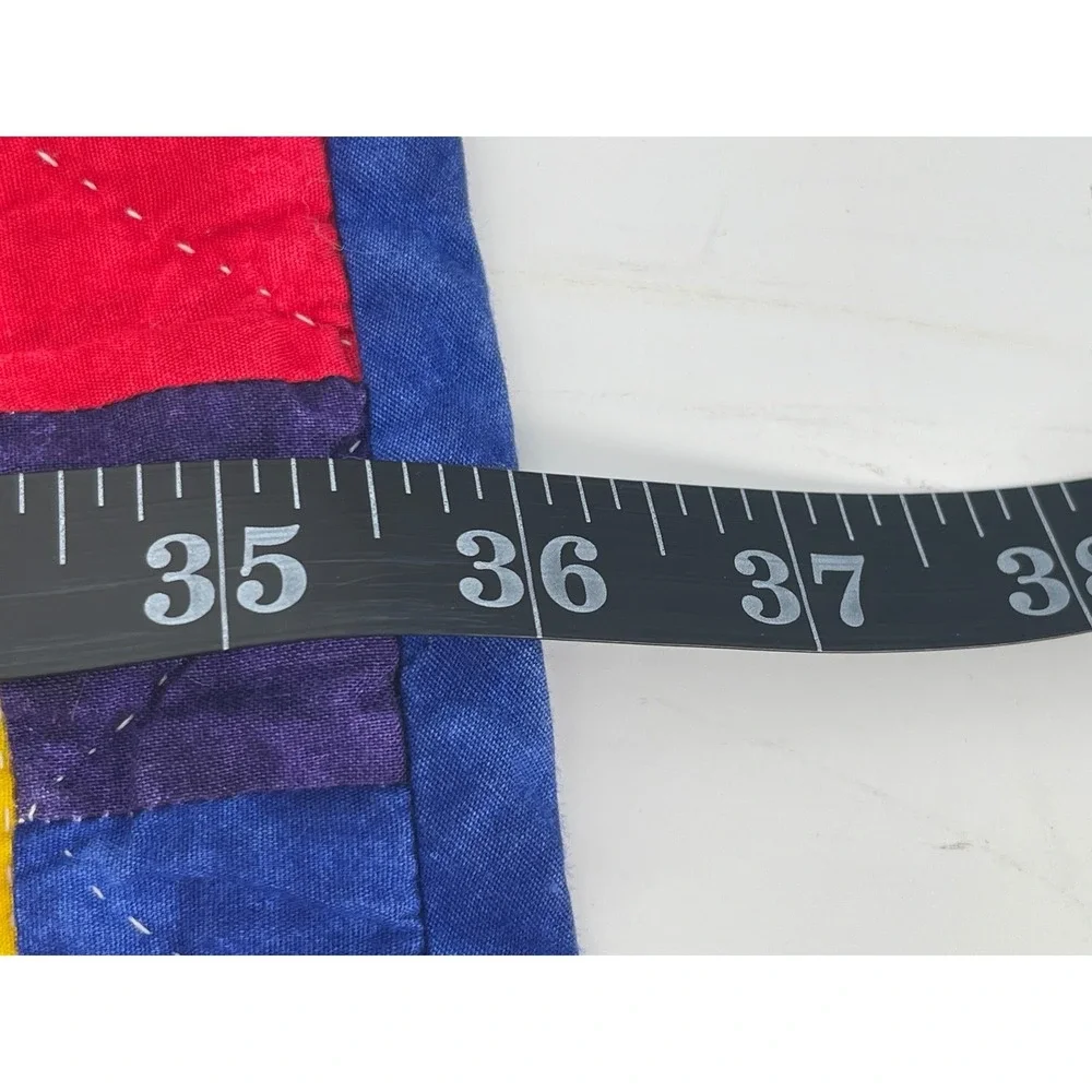 Handmade Patchwork Quilt Baby Blanket Tie Dye Reverse Colorful Cross 44x36 Multi